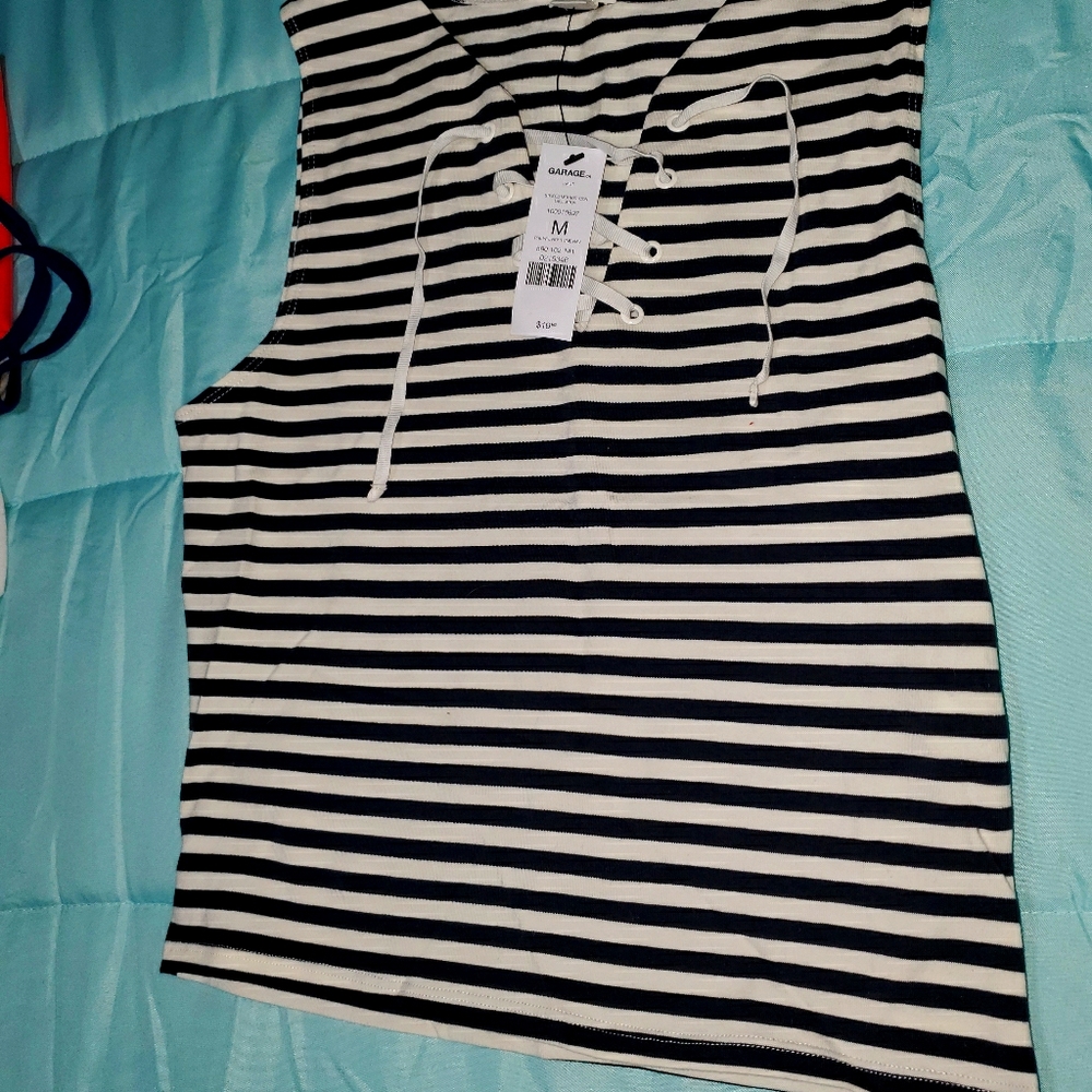 Striped midi bodycon lace up top